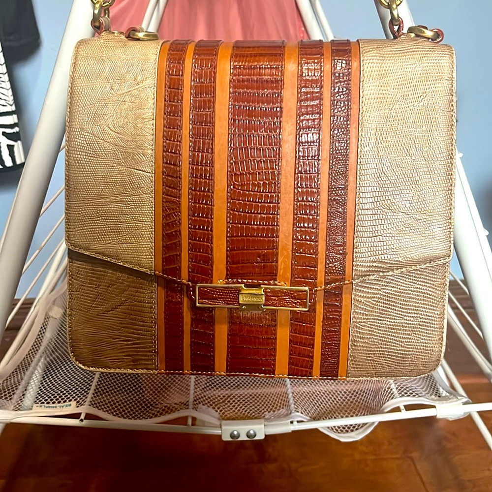 Brahmin Leather Bag with Front Flap Latch.